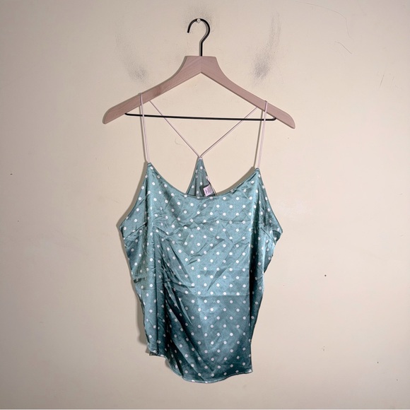 NWT VICTORIAS SECRET satin polka dot racer back cami M - Picture 1 of 4
